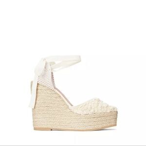 Polo Ralph Lauren Cream Macrame Wedge Espadrille